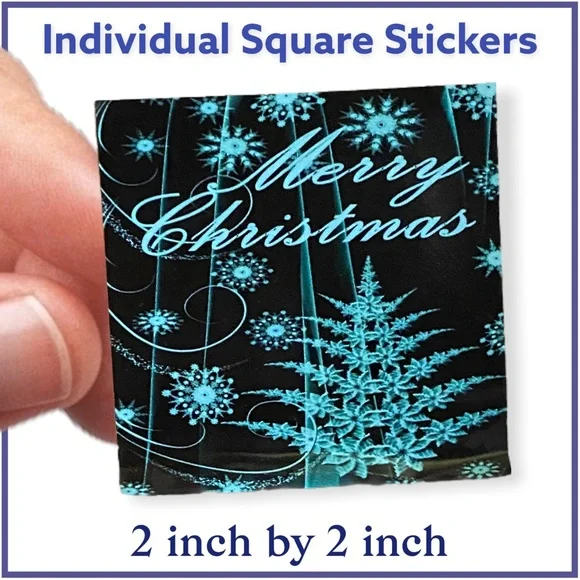 100 (2x2 Inch) Square Stickers, Christmas, Emerald , Thank You, PRICE IS FIRM - Picture 1 of 1